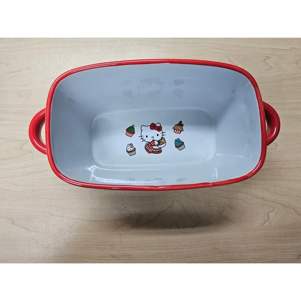 Hello Kitty Christmas Ceramic Loaf Pan Holiday Baking Dish Zrike  Red White